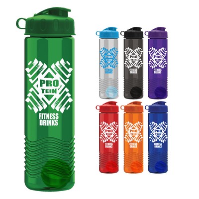 24 Oz. Wave Transparent Shaker Bottle w/Flip Lid