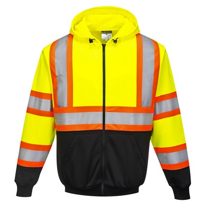 Contrast Hi-Vis Two-Tone Zipped Hoodie Sweatshirt