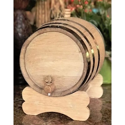 3 Liter Oak Wood Barrel with Black Hoops