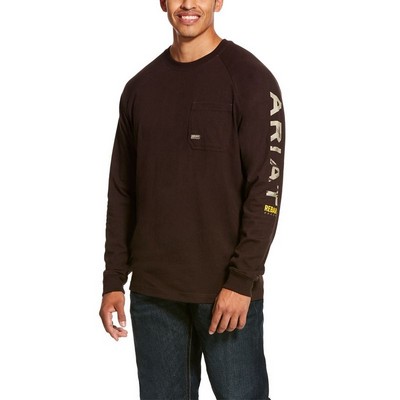 Rebar® Cotton Strong™ Dark Brown & Camo Graphic Long Sleeve T-Shirt