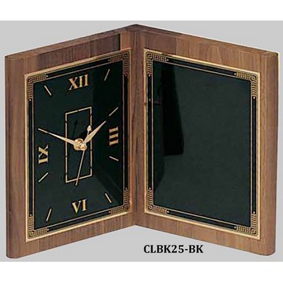 Genuine Walnut Book Clock, 12-1/2"x9-1/2"H