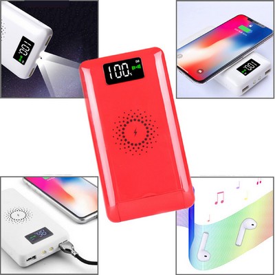 Wireless Charger Earphone w/6000mAh Power Bank Flashlight