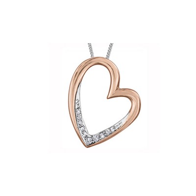 Heart Shaped Diamond Pendants in 10K Rose Gold (0.054 CT. T.W.)