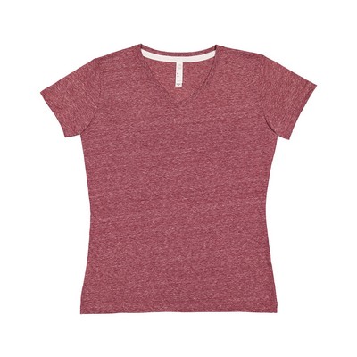 LAT Ladies' V-Neck Harborside Melange Jersey T-Shirt