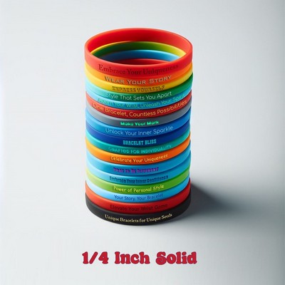 Solid Colored Silicone Wristband - 1/4" band