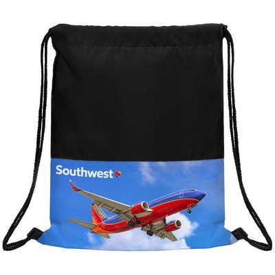 Dye Sublimation 300D rPET Drawstring Backpack