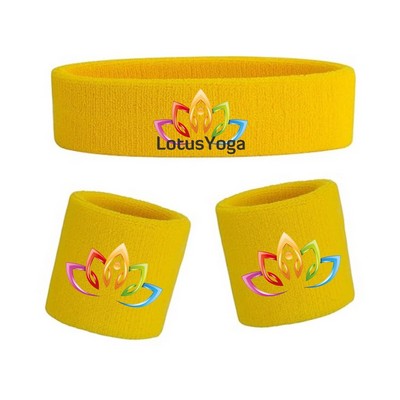 Sports Headband and Wristband Set with Custom Embroidery