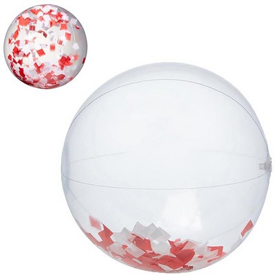 16" Red Confetti Filled Beach Ball