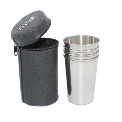 5oz Stainless Steel Pint Cup (4 Cups with Case)