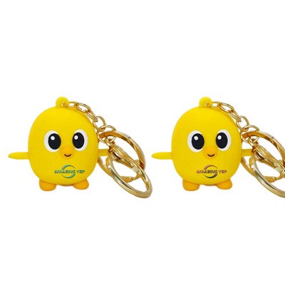 3D Lovely Yellow Chicken Key Ring Soft PVC Keychain