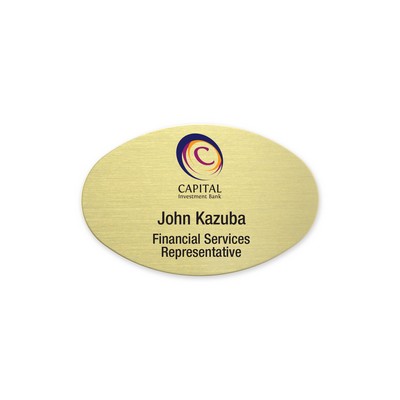 Printed Oval Metal Name Badge Magnet Fastener - Large Oval (OV) 2.57" x 1.70"