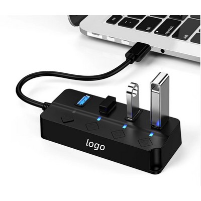 4-Port USB 3.0 Data Hub with LED lit Power Switches Charging NOT Supported