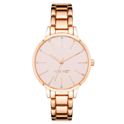 Nine West® Women's Crystal Accented Rose Gold Bracelet Watch