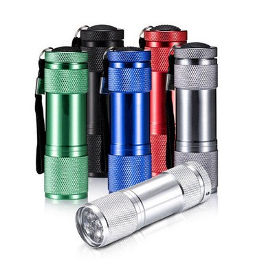 Aluminum Mini Pocket Flashlight With 9 LEDs