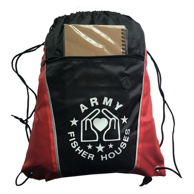 Two-Tone Custom Drawstring Bag w/ Ear Bud Port