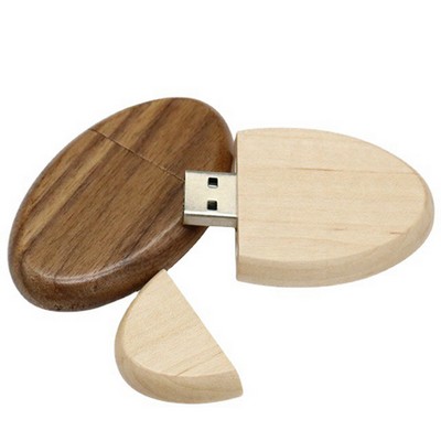 Wooden Oval Walnut USB 2.0 Flash Drive