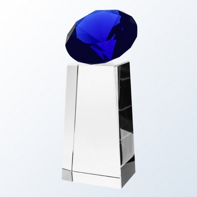 Blue Diamond Pillar Crystal Award, 4 5/8"H