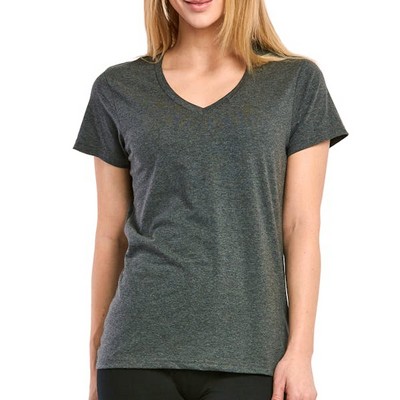 Women's Classic Fit V Neck T-Shirts - Small, Heather Charcoal (Case of