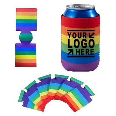 Neoprene Collapsible Rainbow Can Cooler Holder Customized