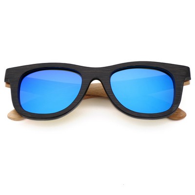 Wood Recycled Skateboard Sunglasses w/Mirrored Lens