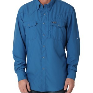 ATG -x- Wrangler® Performance Men's High Tide Blue Long Sleeve Shirt