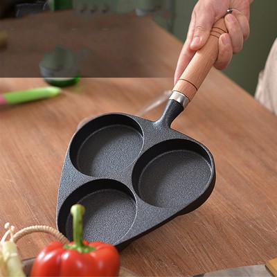 Three Holes Cast Iron Pan Frying Pan Uncoated Pancake Pan