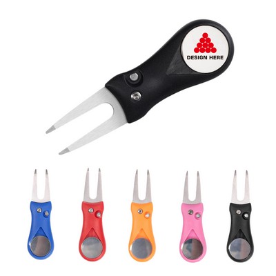 Foldable Golf Divot Tool w/Pop-up Button