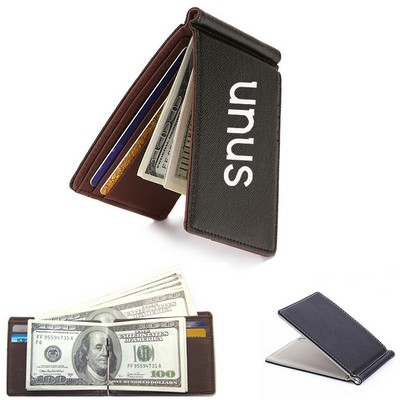 Multifunctional PU Leather Money Clips Solid Thin Wallet