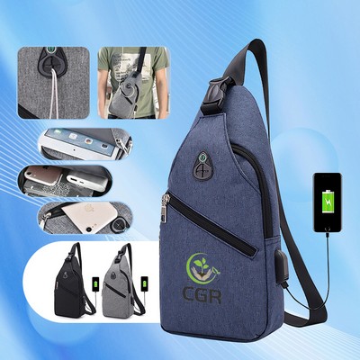 Sling Crossbody Backpack with USB Charging Port