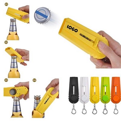 Cap Launcher Shoots Bottle Opener With Key Ring