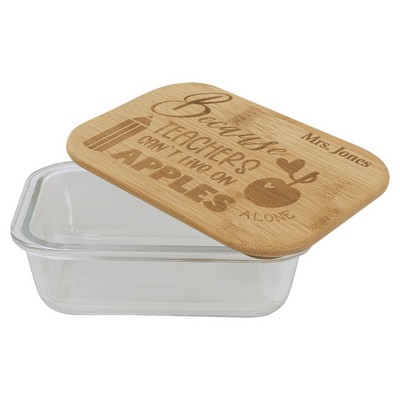 12 oz. Rectangle Glass Container with Bamboo Lid