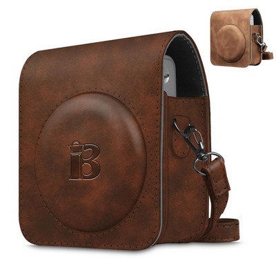 Genuine leather camera bag with lid