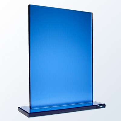 Honorary Rectangle Glass Award, Blue, 8 3/8"H