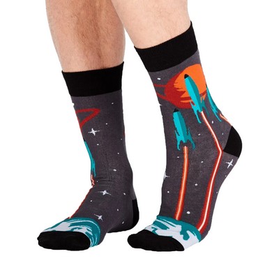 360 Full Color Premium Mid-Calf Crew Socks w/black toes and heel