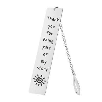 Retro Metal Bookmark With Leaf Pendant