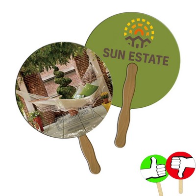 Round Hand Fan with Wooden Handle