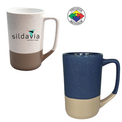 16 Oz. Satin Speckled Midnight Blue w/Warm Gray Base Tall Phoenix Cafe Mug - Precision Spot Color