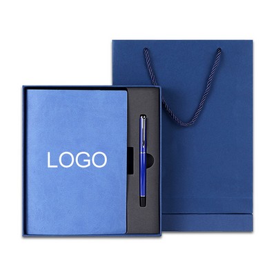 Faux Leather A5 Notebook & Pen Set With Gift Box