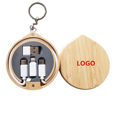 6 in 1 Bamboo Charging Cable Box