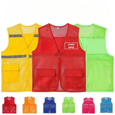 Uniform Volunteer Safety Vest With Zipper and Pockets