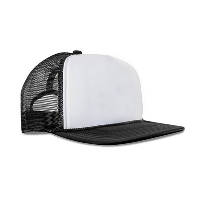 East West Embroidery 5400W Two-Tone 5-Panel Poly Foam Mesh Trucker Cap w/Flat Bill