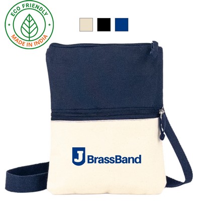 Everyday Crossbody Tote Bag Pouch Eco Friendly Canvas Navy Blue