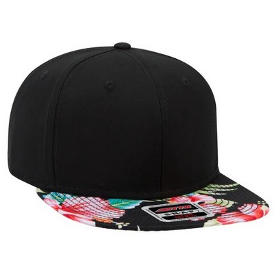 Otto Hawaiian Pattern Cotton Flat Bill Cap w/Snapback