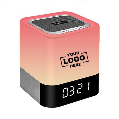 Portable Wireless Speaker with LED Alarm Clock and Colorful Lights