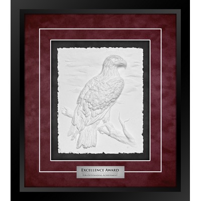 Eagle (Black/Burgundy) - Cast Paper Sculptured Art - Shadowbox Award 15.25"x17"