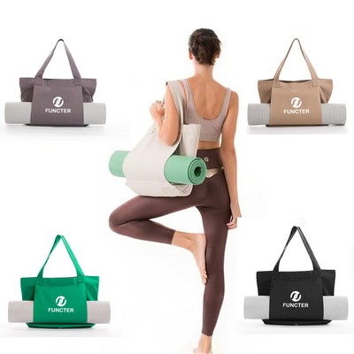 16 oz Yoga Bags Yoga Mats Bags Carrier Canvas Tote Bags for Pilates Travel Beach Workout (Colorful)