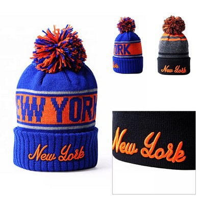 3D Embroidery Bobble Hat