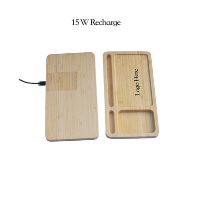 15W Wood Phone Wireless Charging Station