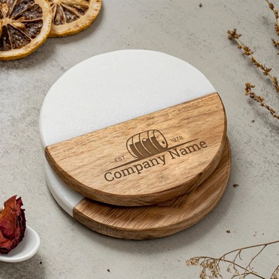 Round Marble & Wood Coasters