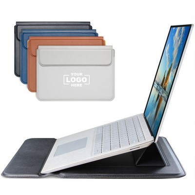 PU Leather Laptop Sleeve with Stand Function